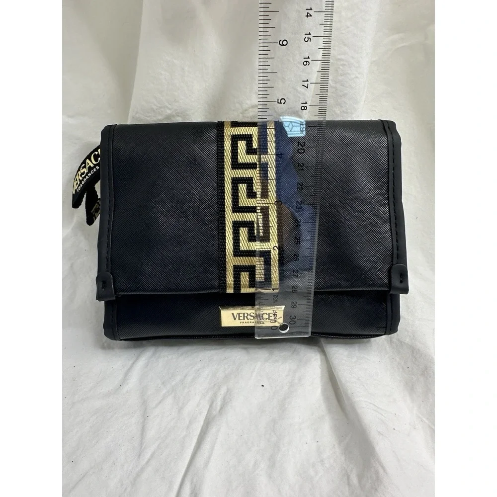 Versace Fragrances Clutch Black Gold Cosmetic Case Pouch